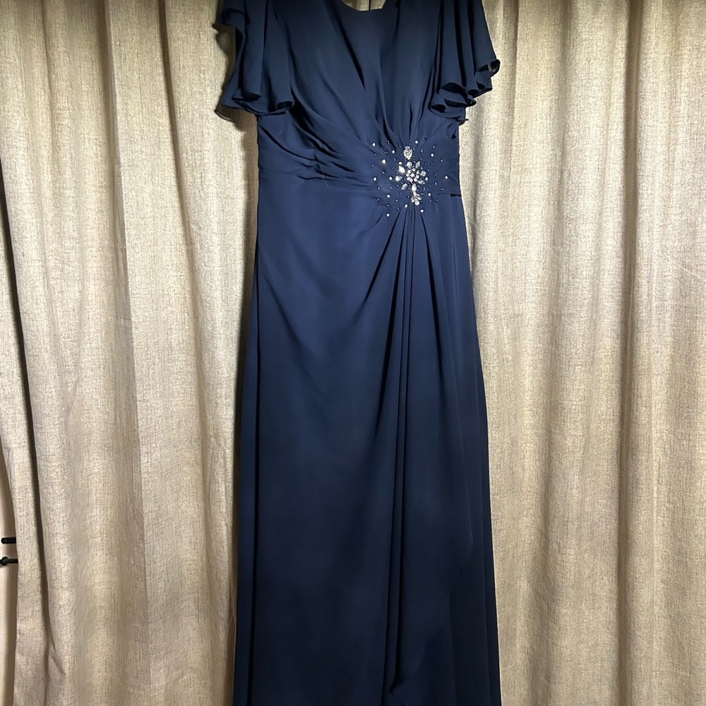 Chic Midnight Blue Maxi Dress with Embellishments